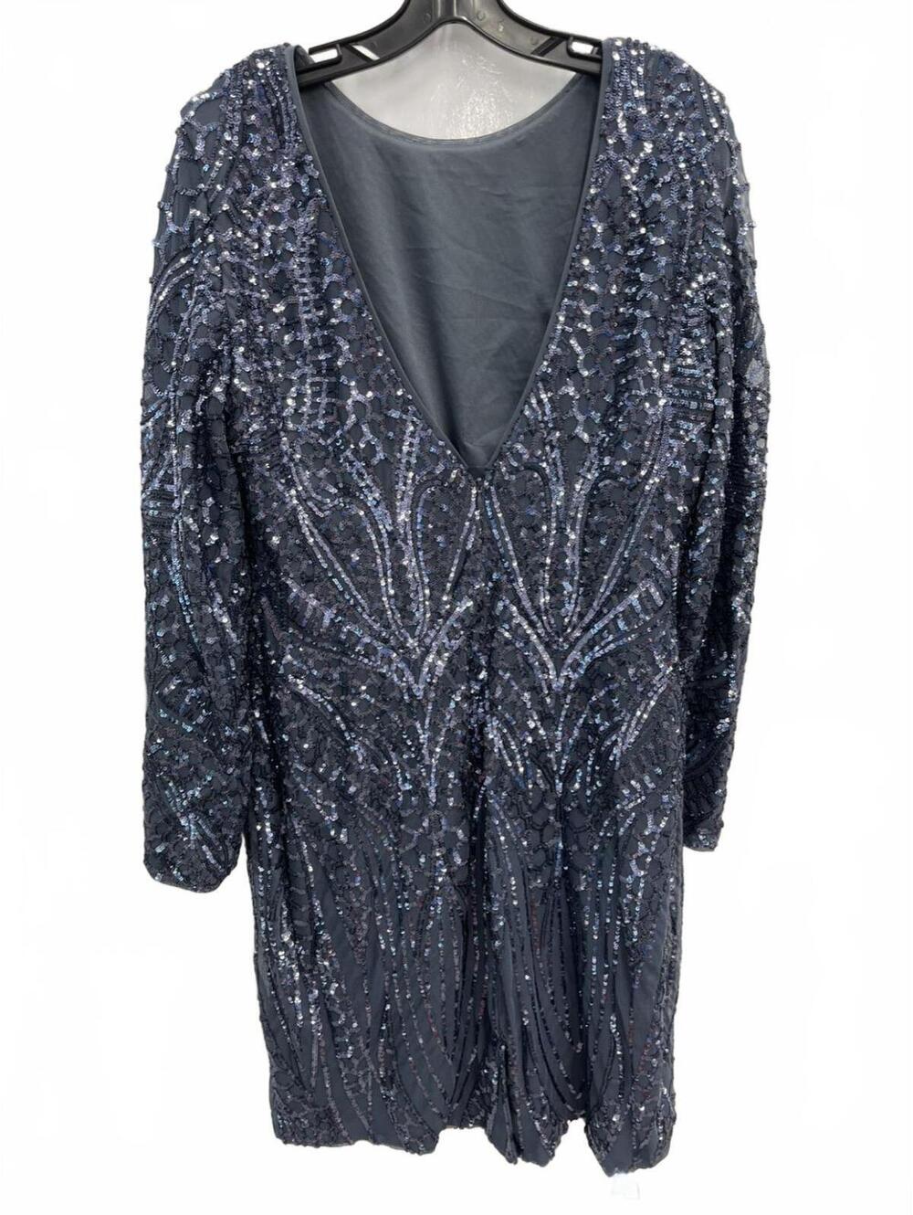 Camille Size 16 Blue Sequin Long Sleeve Dress